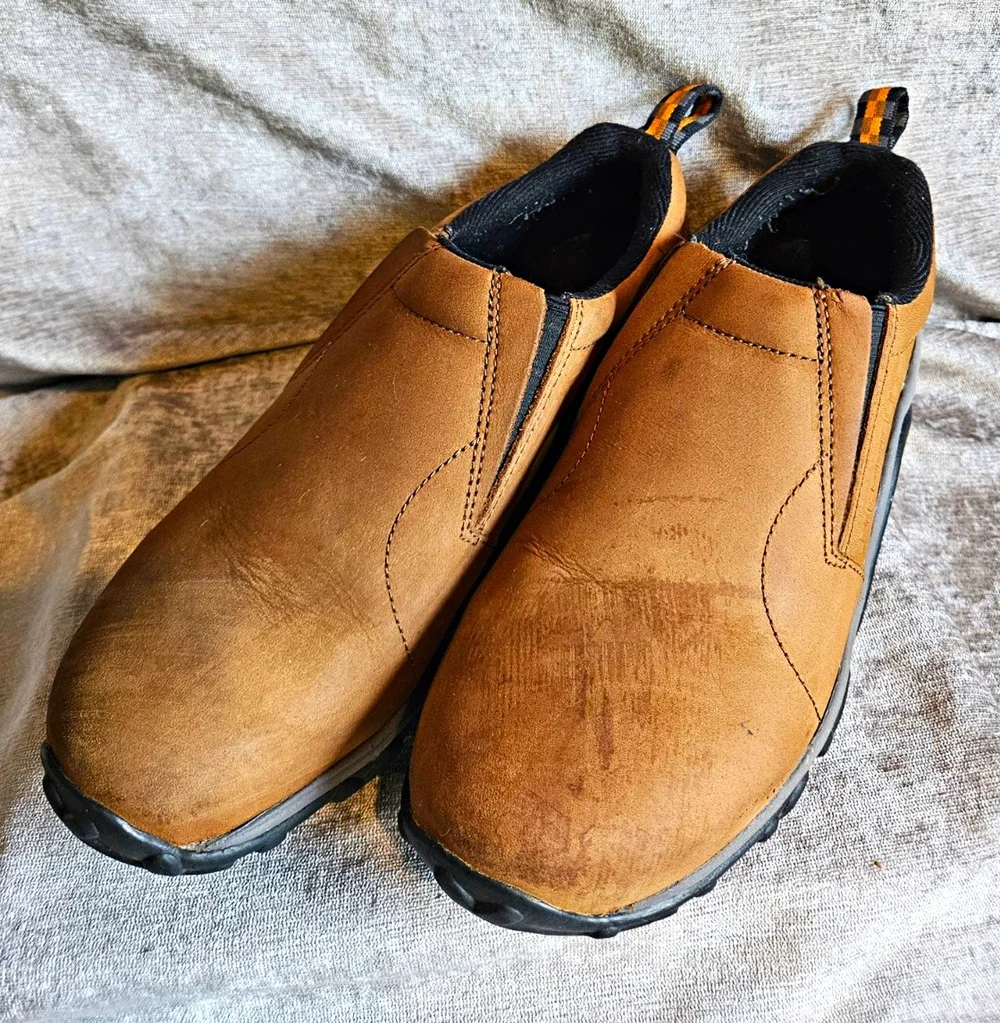 Merrell Mens Brown Leather Slip-On Casual Shoes Round Toe US 9 EU 43 J60831